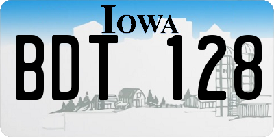 IA license plate BDT128