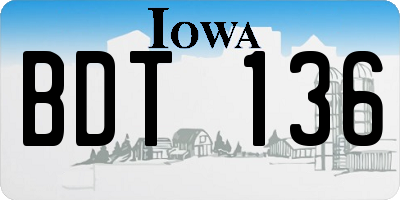 IA license plate BDT136