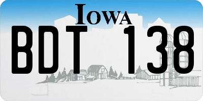 IA license plate BDT138