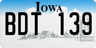 IA license plate BDT139