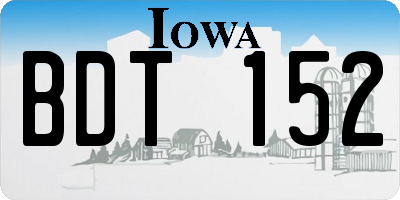 IA license plate BDT152