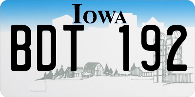 IA license plate BDT192