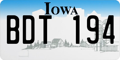 IA license plate BDT194
