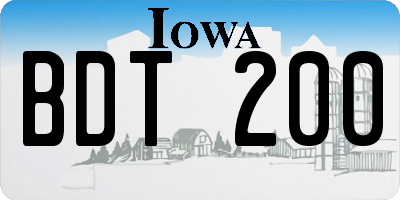 IA license plate BDT200