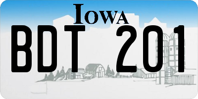IA license plate BDT201