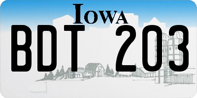 IA license plate BDT203