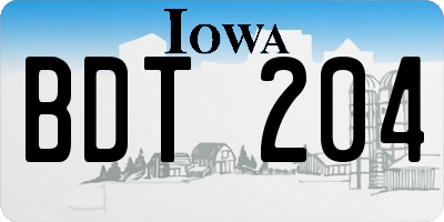 IA license plate BDT204