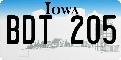 IA license plate BDT205