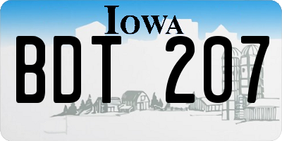 IA license plate BDT207