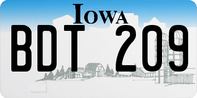 IA license plate BDT209