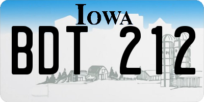 IA license plate BDT212