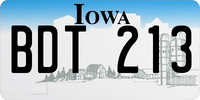 IA license plate BDT213