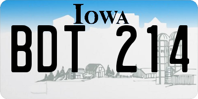 IA license plate BDT214