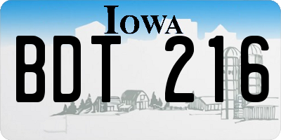 IA license plate BDT216