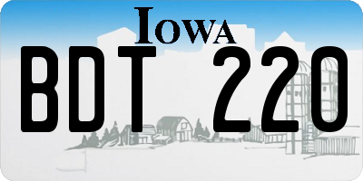 IA license plate BDT220