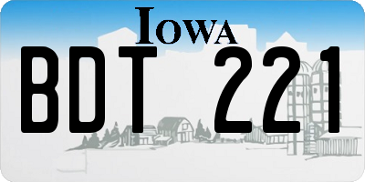 IA license plate BDT221