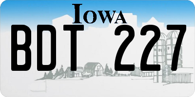 IA license plate BDT227