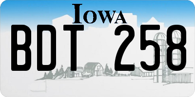 IA license plate BDT258