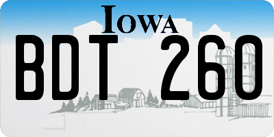 IA license plate BDT260