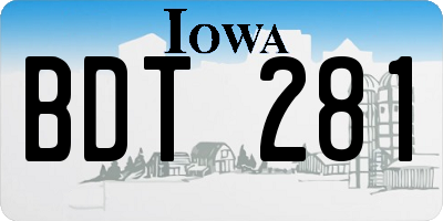 IA license plate BDT281