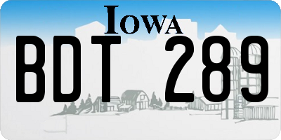 IA license plate BDT289