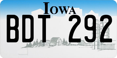 IA license plate BDT292