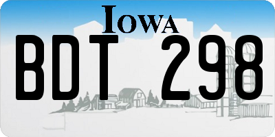 IA license plate BDT298