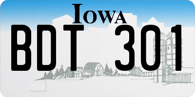 IA license plate BDT301