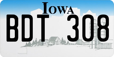 IA license plate BDT308
