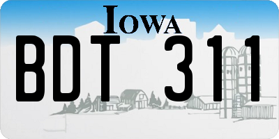 IA license plate BDT311