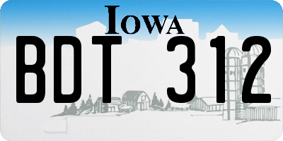 IA license plate BDT312
