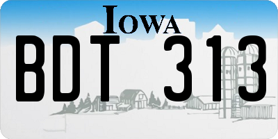 IA license plate BDT313