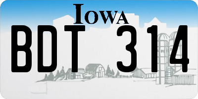 IA license plate BDT314