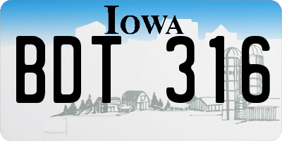 IA license plate BDT316