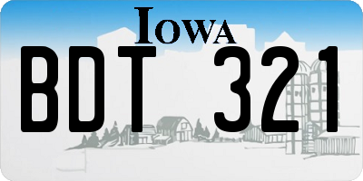 IA license plate BDT321