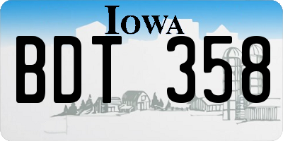IA license plate BDT358