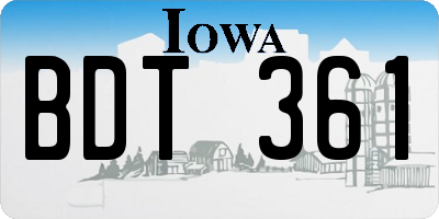 IA license plate BDT361