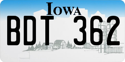 IA license plate BDT362
