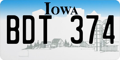 IA license plate BDT374