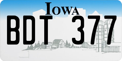 IA license plate BDT377