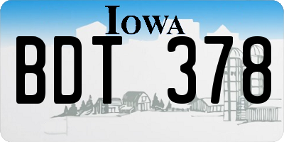 IA license plate BDT378