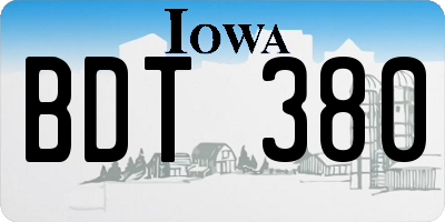 IA license plate BDT380