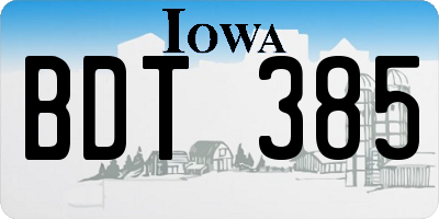 IA license plate BDT385