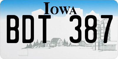 IA license plate BDT387