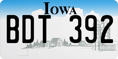 IA license plate BDT392