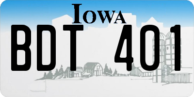 IA license plate BDT401
