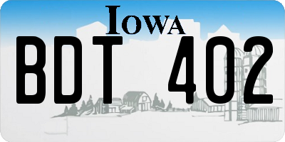IA license plate BDT402