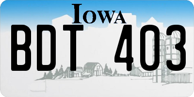 IA license plate BDT403