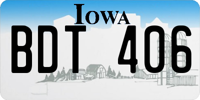 IA license plate BDT406