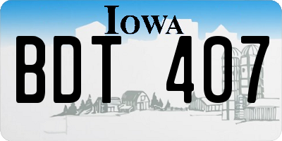 IA license plate BDT407